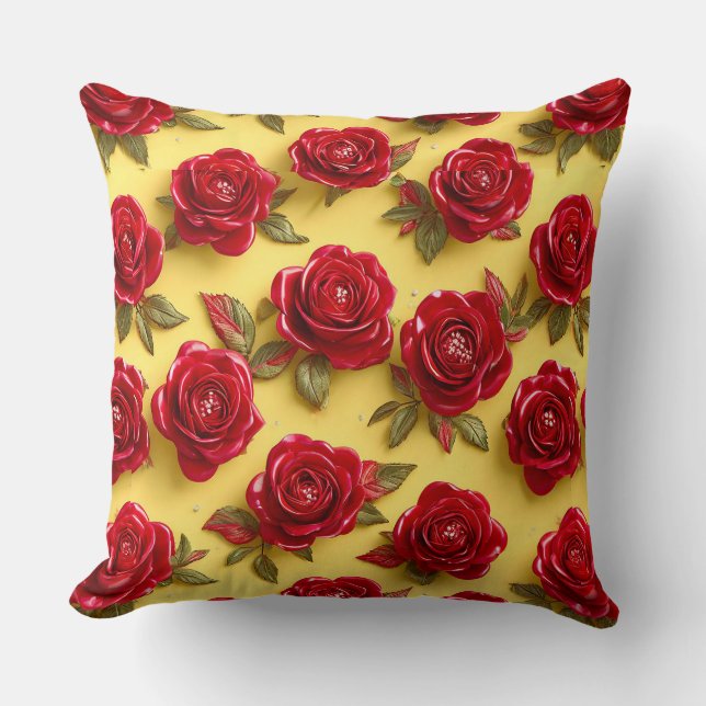 🌹✨3D rode rozen romantisch luxe woonaccent Kussen (Voorkant)