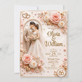 3D Romantische Rozen Trouwkaart | Gepersonaliseerd Kaart