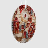3d Rood en Goud Kerstdorp Ornament (voorkant)
