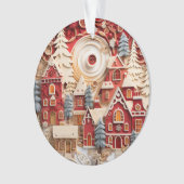 3d Rood en Goud Kerstdorp Ornament (voorkant)