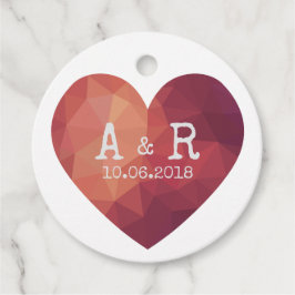 3d rood stel monogram huwelijksdatum bedankjes labels