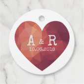 3d rood stel monogram huwelijksdatum bedankjes labels (Voorkant)