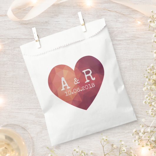 3d rood stel monogram huwelijksdatum bedankzakje (Geknipt)