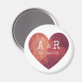 3d rood stel monogram huwelijksdatum magneet (Voorkant / Achterkant)