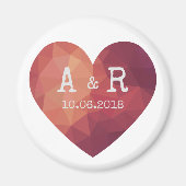 3d rood stel monogram huwelijksdatum magneet (Voorkant)