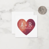 3d rood stel monogram huwelijksdatum notitiekaartje (Voorkant / Achterkant in situ)