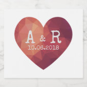 3d rood stel monogram huwelijksdatum sparkling wijnetiket (Enkel label)