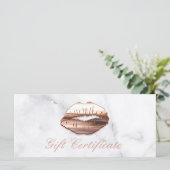 3D Roos Gold Lips Beauty Salon Cadeaubon (Staand voorkant)
