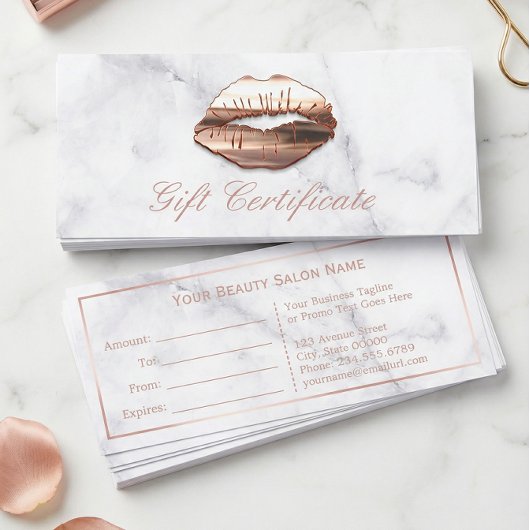 3D Roos Gold Lips Beauty Salon Cadeaubon