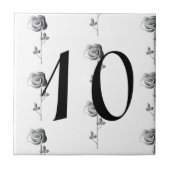 3D Roos House Number Tile Tegeltje (Voorkant)