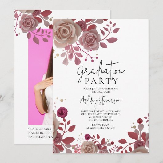 3D Rose Boeket bloemenfoto botanisch afstuderen Kaart (Voorkant / Achterkant)