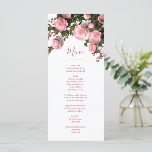 3D Roses Greenery Wildflowers Menu (Staand voorkant)