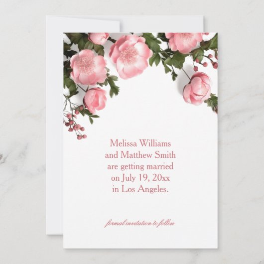 3D Roses Greenery Wildflowers Save The Date (Achterkant)