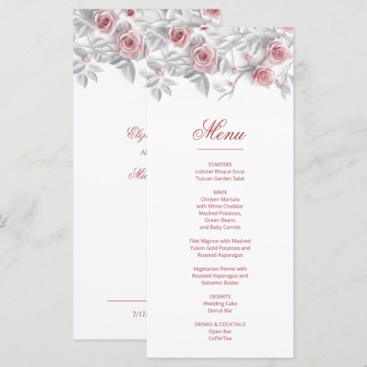 3D Roses Heritage Style  Menu (Voorkant / Achterkant)