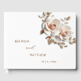 3D Roses Rose Gold Flower | Wedding Gastenboek