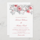  3D Roses Simple White Floral Wedding Kaart (Voorkant / Achterkant)