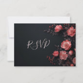 3D  Roses Wildflowers Dark Wedding RSVP Kaartje (Achterkant)