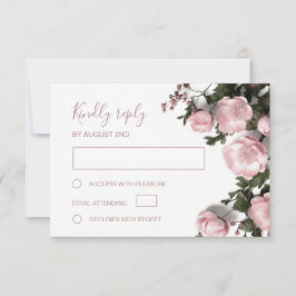 3D  Roses Wildflowers Wedding RSVP Kaartje