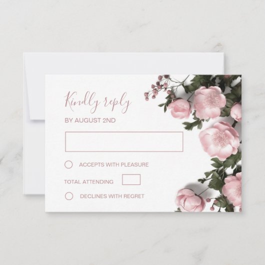 3D  Roses Wildflowers Wedding RSVP Kaartje (Voorkant)