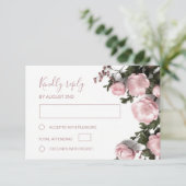 3D  Roses Wildflowers Wedding RSVP Kaartje (Staand voorkant)