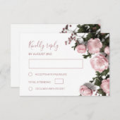 3D  Roses Wildflowers Wedding RSVP Kaartje (Voorkant / Achterkant)