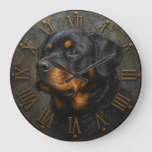 3D Rottweiler rustic pet sculpture dog lover gift Grote Klok (Voorkant)