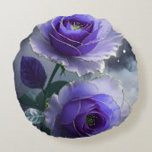 3D Royal Blue Rose Illusion Luxury Round Pillow  Rond Kussen (Achterkant)