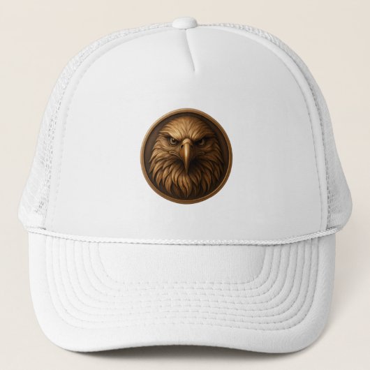 3D Royal Eagle Head Medallion Style Hat Trucker Pet (Voorkant)