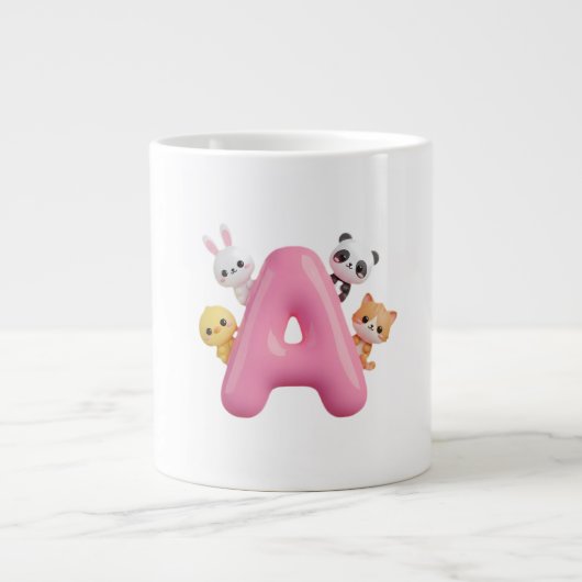 3D Roze Ballon Letter A Jumbo Mok (Voorkant)