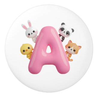 3D Roze Ballon Letter A Keramische Laadknop Knop