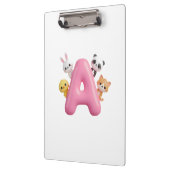 3D Roze Ballon Letter A Kinderen Klembord (Links)