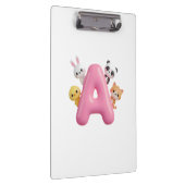 3D Roze Ballon Letter A Kinderen Klembord (Rechts)