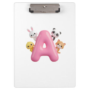 3D Roze Ballon Letter A Kinderen Klembord