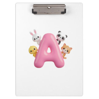 3D Roze Ballon Letter A Kinderen Klembord