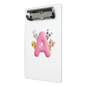 3D Roze Ballon Letter A Mini Kladblok Klembord (Angled2)