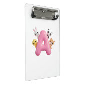 3D Roze Ballon Letter A Mini Kladblok Klembord (Schuin)