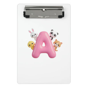 3D Roze Ballon Letter A Mini Kladblok Klembord