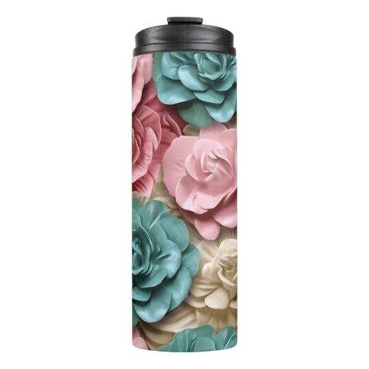 3D ROZE BLOEMEN EN ROZEN THERMOSBEKER (Voorkant)