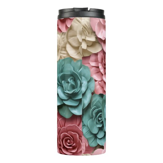 3D ROZE BLOEMEN EN ROZEN THERMOSBEKER (Achterkant)