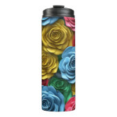 3D Roze Bloemen Thermosbeker (Voorkant)