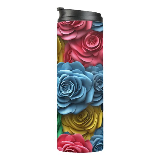 3D Roze Bloemen Thermosbeker (Geroteerd rechts)