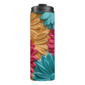 3D Roze Bloemen Thermosbeker (Voorkant)