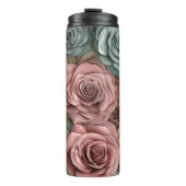 3D Roze Bloemen Thermosbeker (Voorkant)