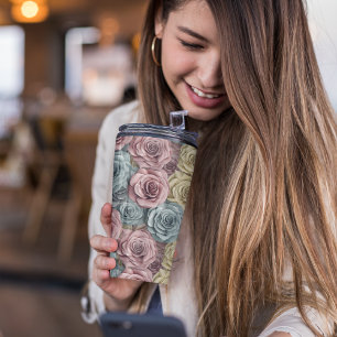 3D Roze Bloemen Thermosbeker