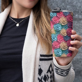 3D Roze Bloemen Thermosbeker