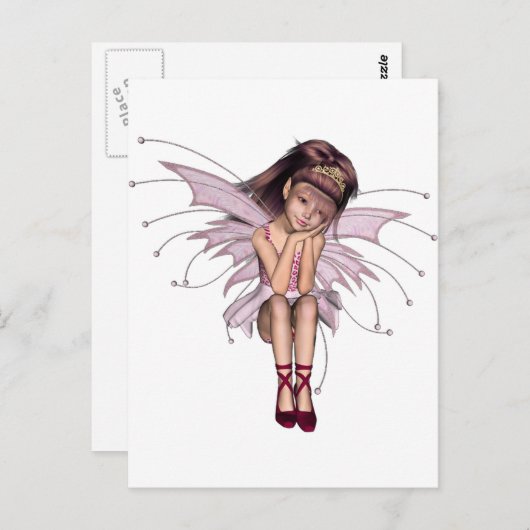 3D Roze Elf 3 Briefkaart (Voorkant / Achterkant)