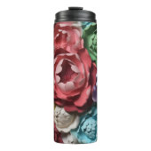 3D Roze en Blauw botanische Bloemen Thermosbeker (Voorkant)