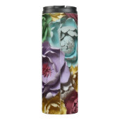 3D Roze en Blauw botanische Bloemen Thermosbeker (Achterkant)
