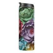 3D Roze en Blauw botanische Bloemen Thermosbeker (Geroteerd rechts)