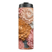 3D Roze en Blauw botanische Bloemen Thermosbeker (Voorkant)